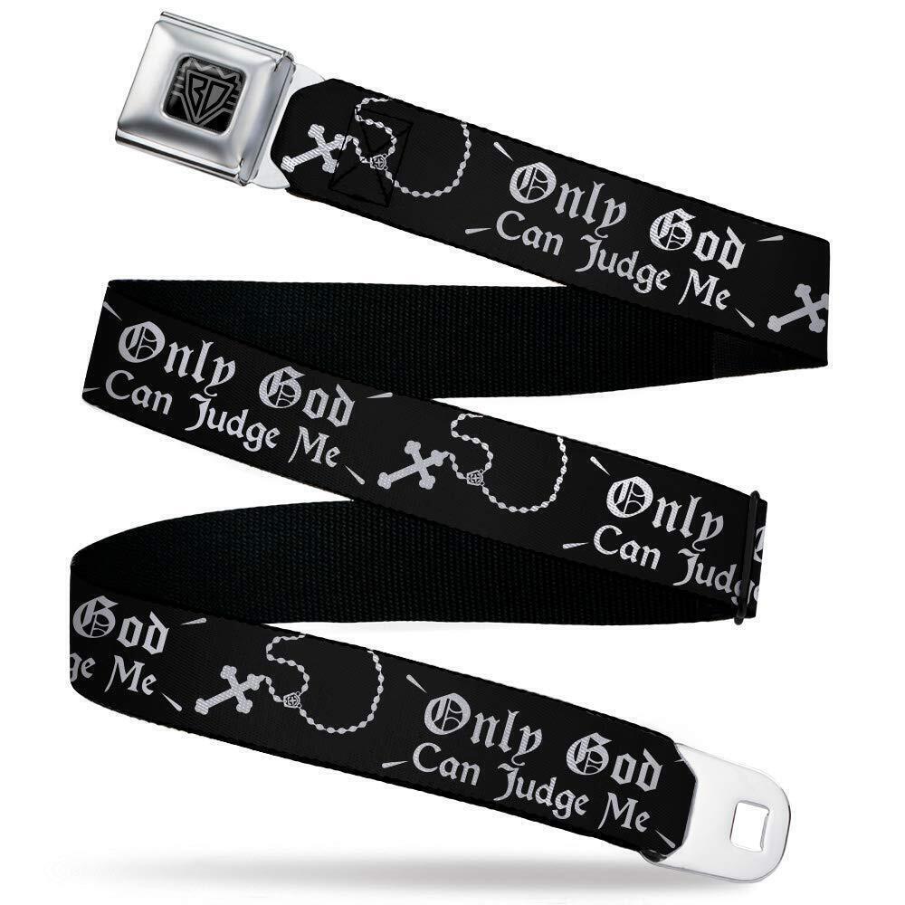 7405 Belt, Seatbelt Buckle Belt, Only God Can Judge Me Old English Rosary
